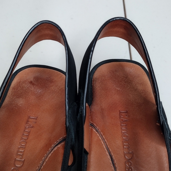 Lamour Des Pieds Women's Black Leather Open Toe Strappy Platform Sandals Sz 8.5M - Picture 13 of 16